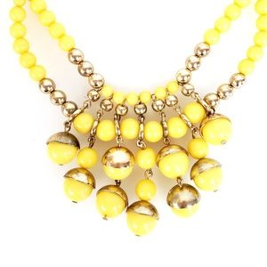 Yellow & Gold Tiered Bead Bib Necklace